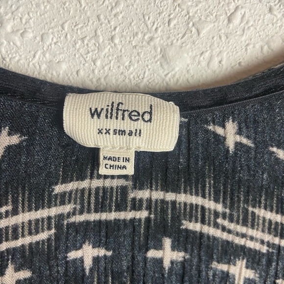 Aritzia Wilfred Size XXS Midi Dress Black White Gauzy Aztec Boho - Picture 6 of 6